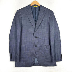 Canali Kei Sport Coat Mens 40R (50 IT) Blue Wool Silk Linen Blend Blazer Jacket